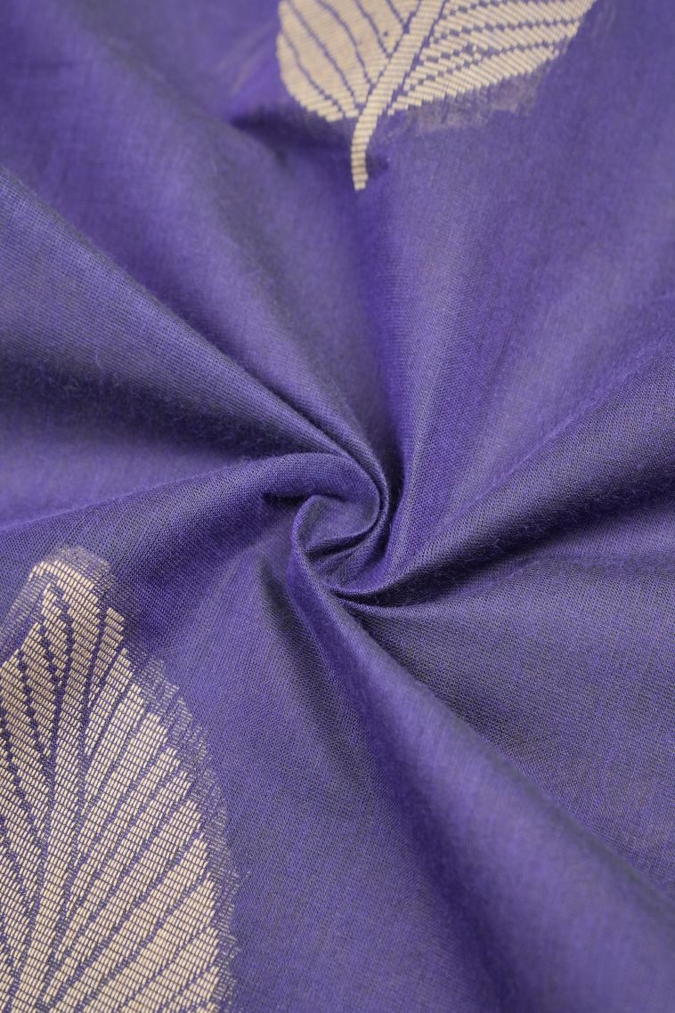 Azure Blue Kovai Cotton Sarees with Without Zari Zari Buttis (small Dots Or Motifs) view 4