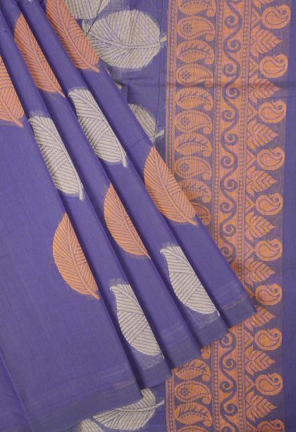 Azure Blue Kovai Cotton Sarees with Without Zari Zari Buttis (small Dots Or Motifs)