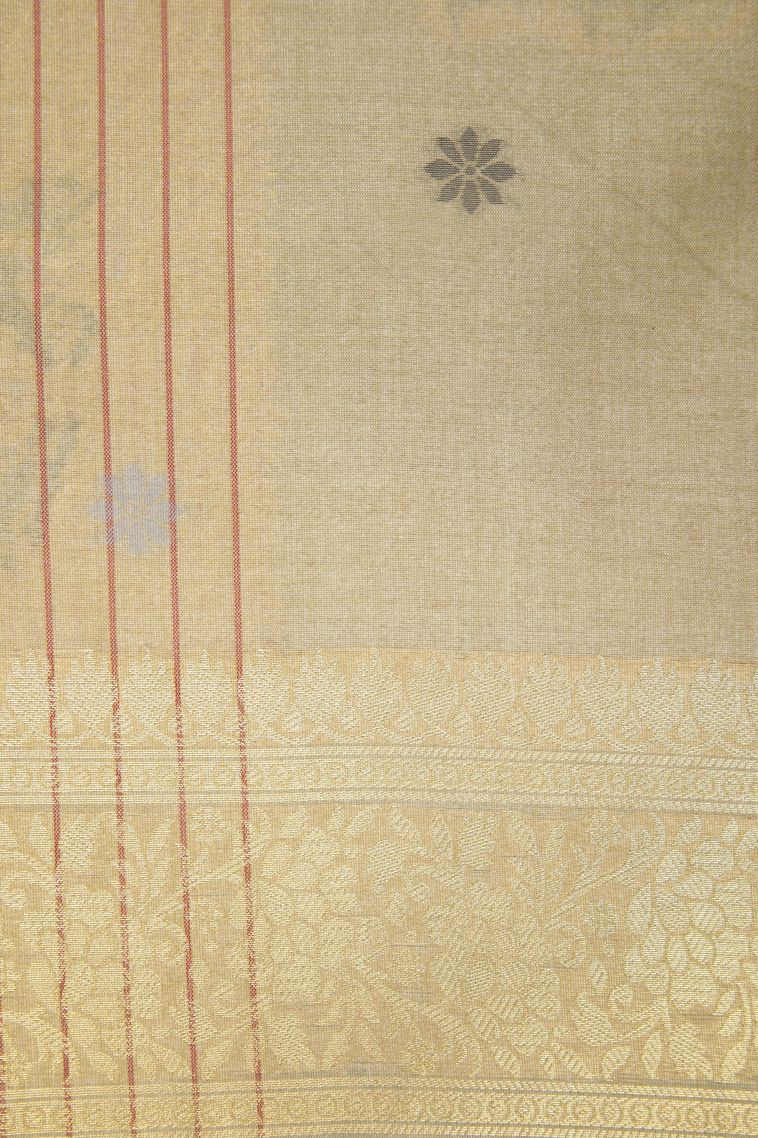 Tawny Brown Tussar Saree with Without Zari Zari Checks view 3