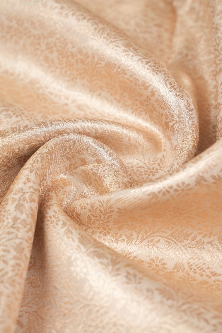 Cream White Tissue Silk Sarees with Copper Zari Floral Patterns view 4