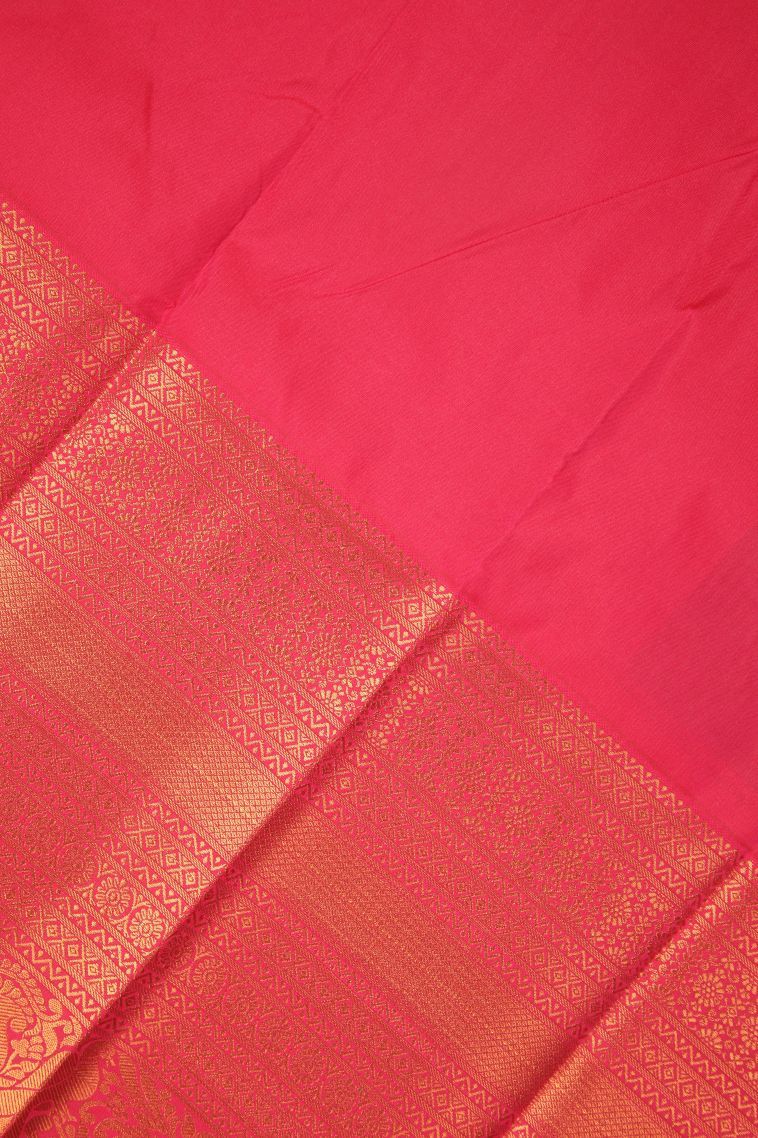 Basil Green Visiri Madippu Silk Sarees with Copper Zari Stripes view 3