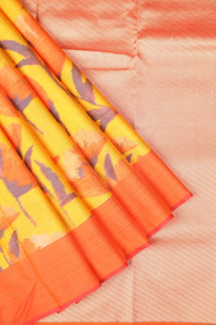 Lemon Yellow Soft Silk Sarees with Without Zari Zari Floral Patterns view 1