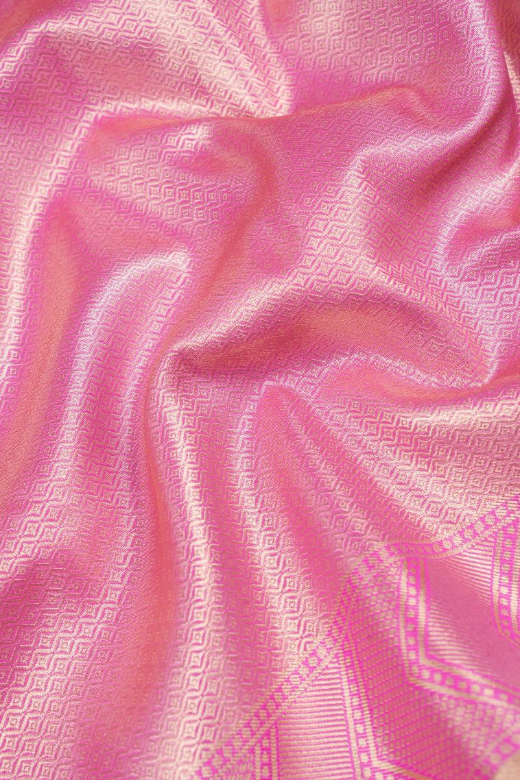 Gold Tissue Silk Sarees with Copper Zari Floral Patterns view 3