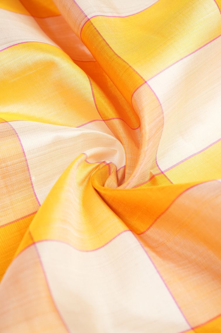 Lemon Yellow Kanchipuram Silk Sarees with Without Zari Zari Checks view 4