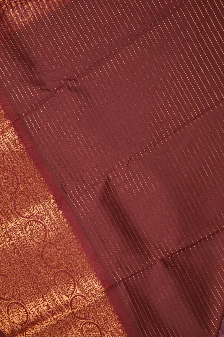 Mauve Purple Visiri Madippu Silk Sarees with Copper Zari Checks view 3