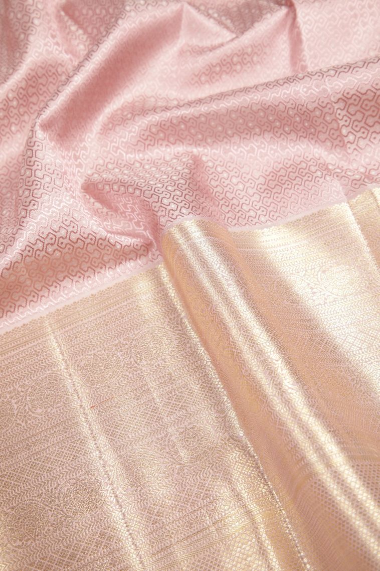 Viola Purple Kanchipuram Silk Sarees with Gold Zari Stripes view 3