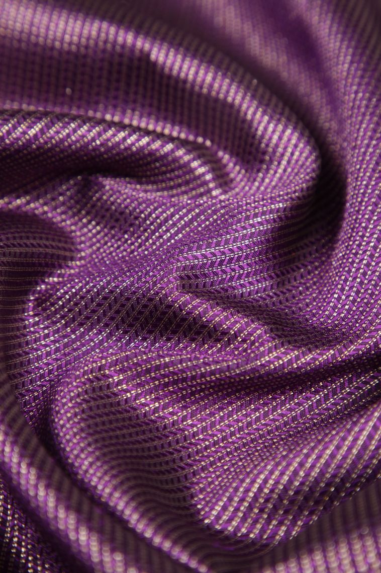 Viola Purple Kanchipuram Silk Sarees with Gold Zari Stripes view 4
