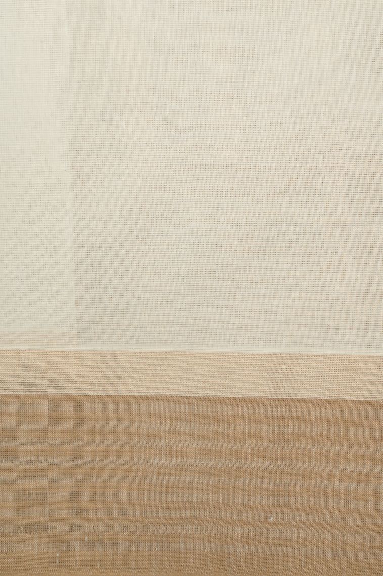 Porcelain White Kovai Cotton Sarees with Without Zari Zari Buttis (small Dots Or Motifs) view 3