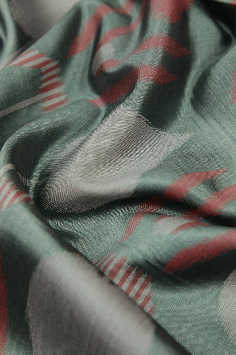 Sapphire Blue Tussar Saree with Without Zari Zari Geometric Shapes view 4