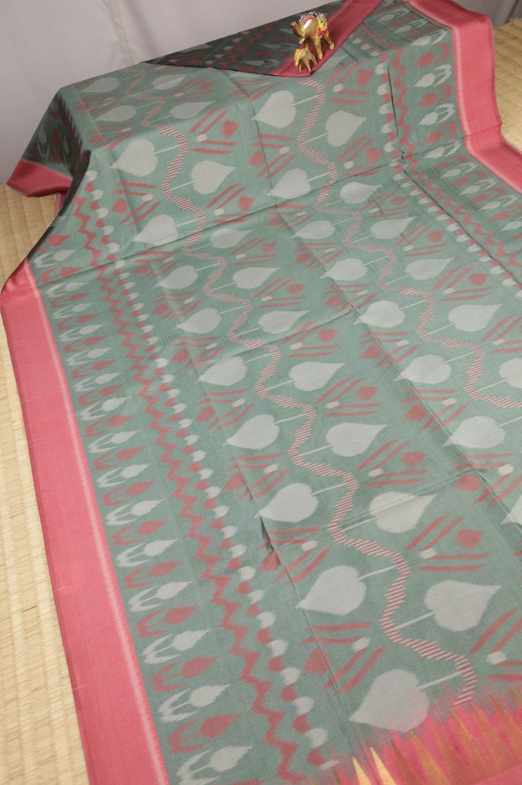 Sapphire Blue Tussar Saree with Without Zari Zari Geometric Shapes view 2