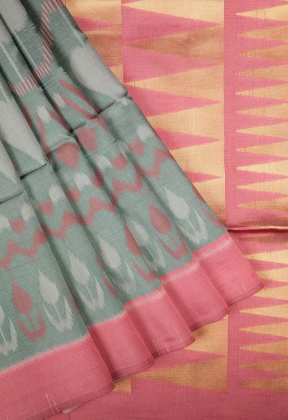 Sapphire Blue Tussar Saree with Without Zari Zari Geometric Shapes