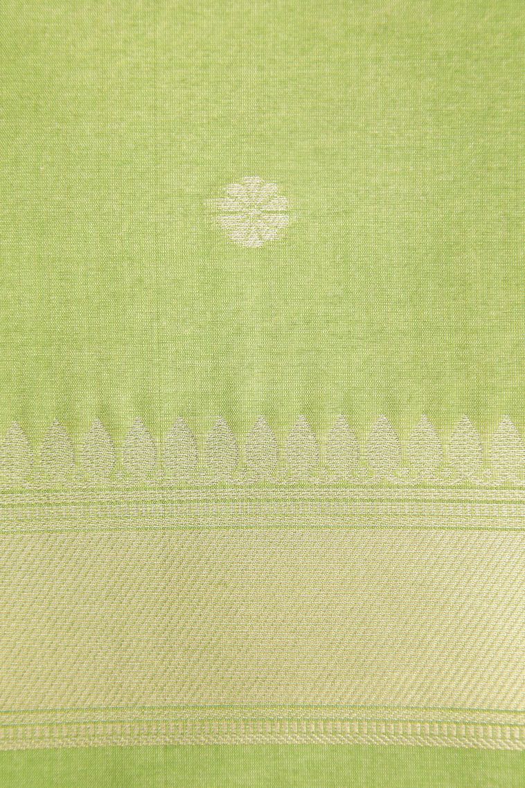 Sky Blue Tussar Saree with Silver Zari Buttis (small Dots Or Motifs) view 3