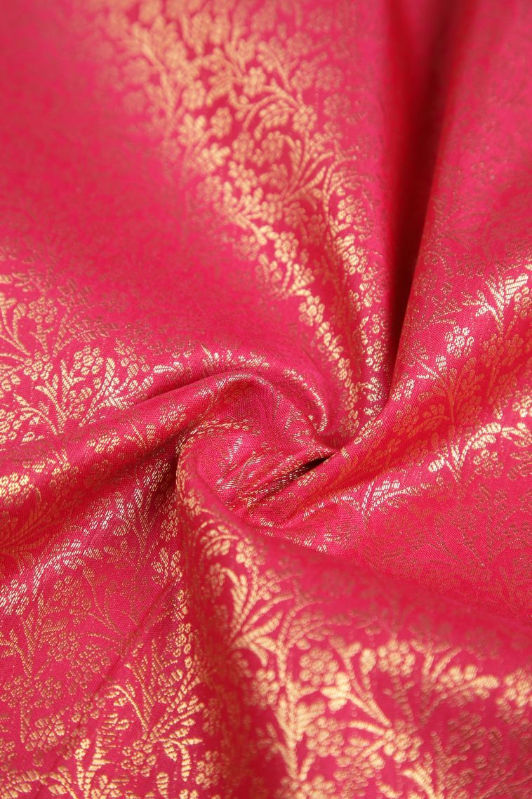 Magenta  Pink Samudrika Pattu with Copper Zari Floral Patterns view 4