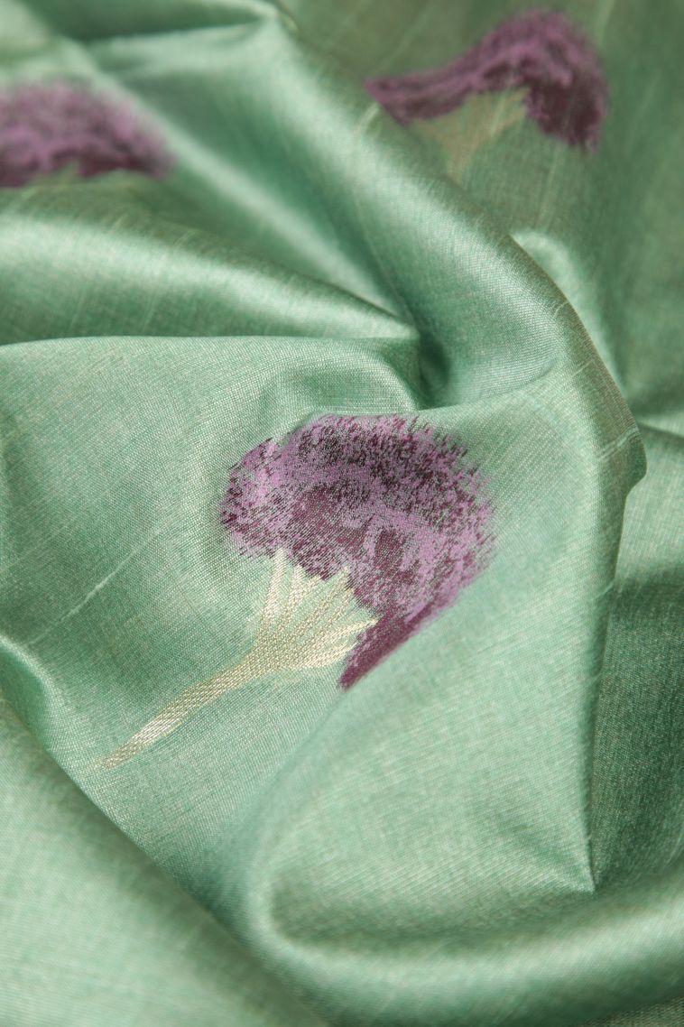 Arctic Blue Tussar Saree with Without Zari Zari Buttis (small Dots Or Motifs) view 4