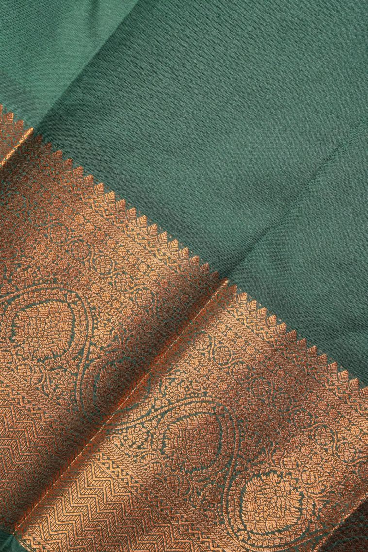 Strawberry Pink Visiri Madippu Silk Sarees with Copper Zari Stripes view 3