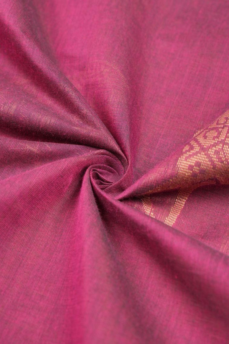 Magenta Purple Kovai Cotton Sarees with Without Zari Zari Buttis (small Dots Or Motifs) view 4