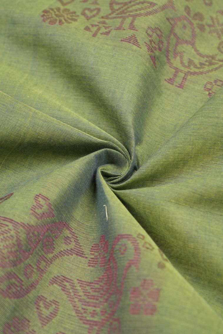 Forest Green Kovai Cotton Sarees with Without Zari Zari Buttis (small Dots Or Motifs) view 4