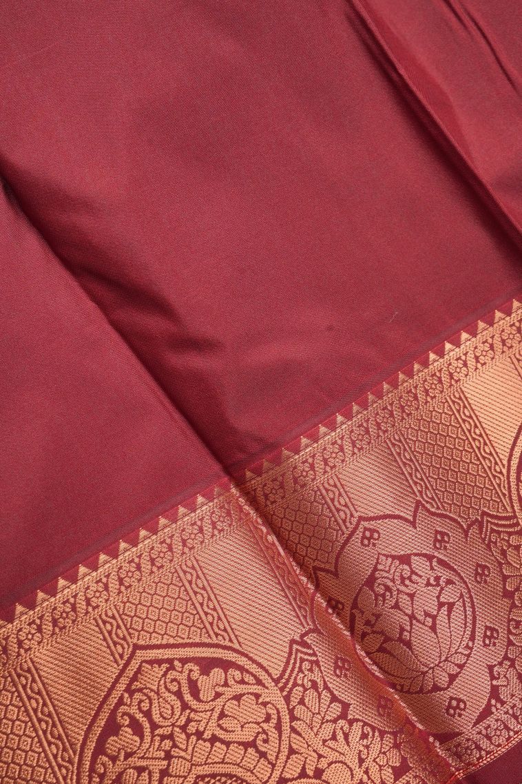 Lapis Blue Visiri Madippu Silk Sarees with Copper Zari Stripes view 3