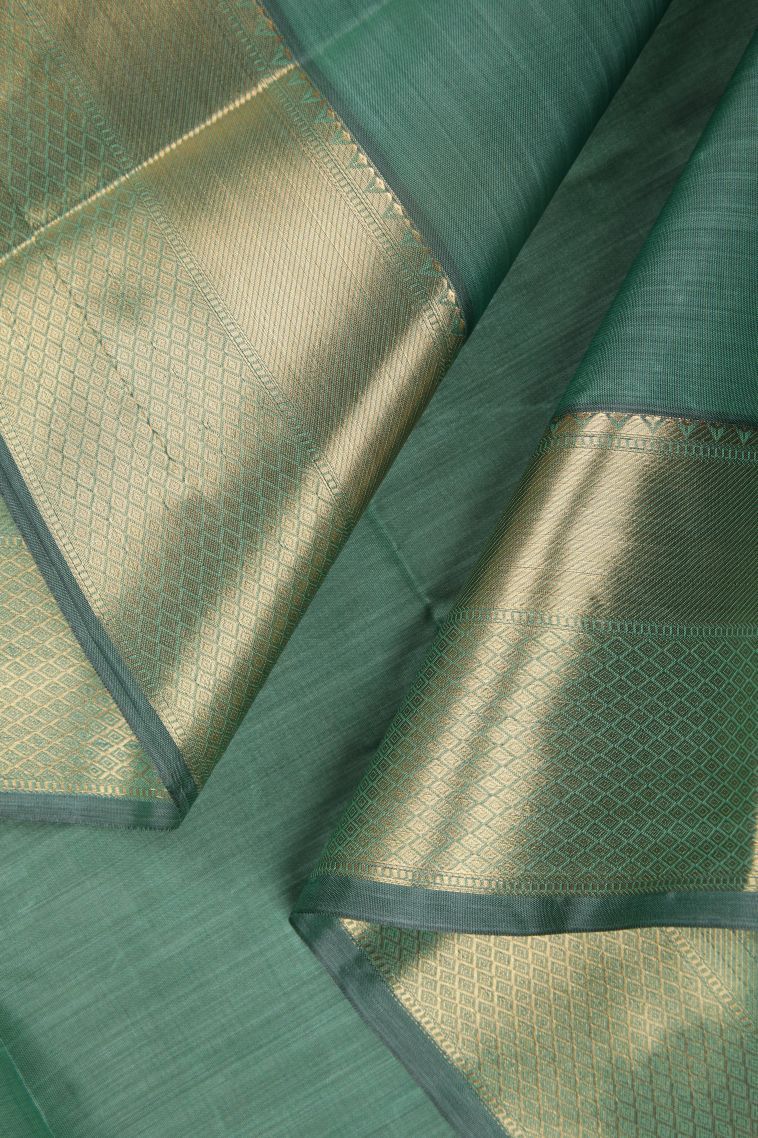 Mint Green Soft Silk Sarees with Without Zari Zari Floral Patterns view 3