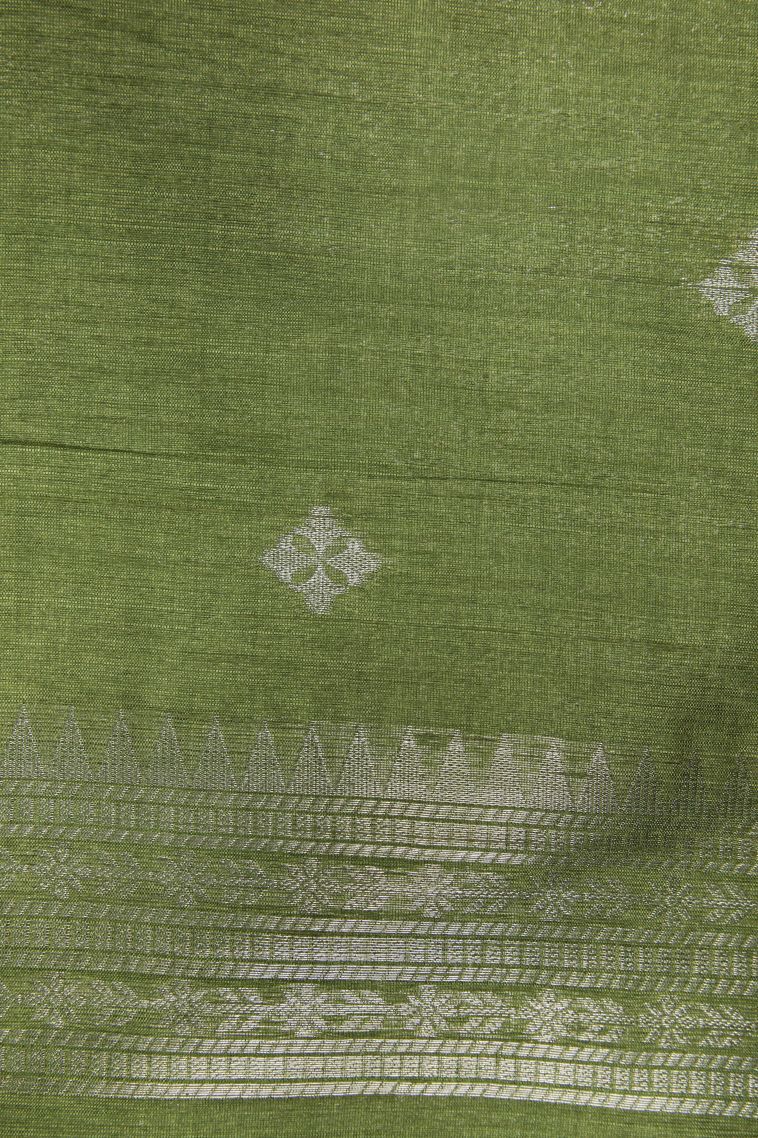 Lavender Purple Tussar Saree with Silver Zari Stripes view 3