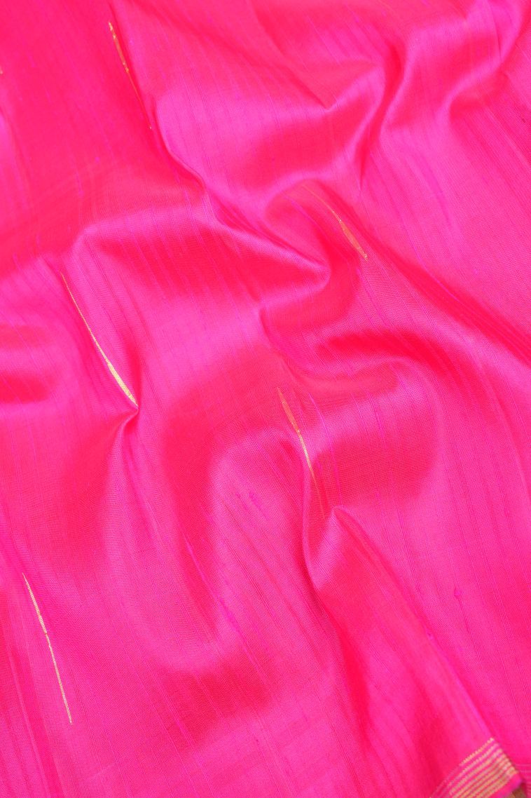 Bubblegum Pink Kanchipuram Silk Sarees with Without Zari Zari Checks view 3