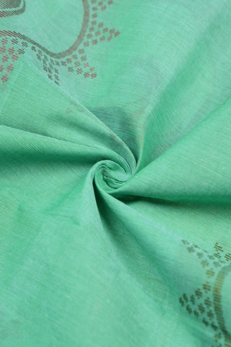 Lime Green Kovai Cotton Sarees with Without Zari Zari Buttis (small Dots Or Motifs) view 4