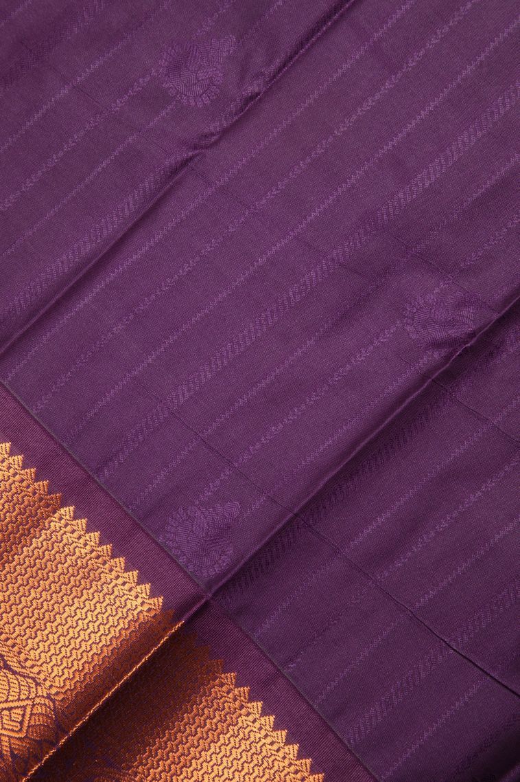 Gold Visiri Madippu Silk Sarees with Copper Zari Stripes view 3
