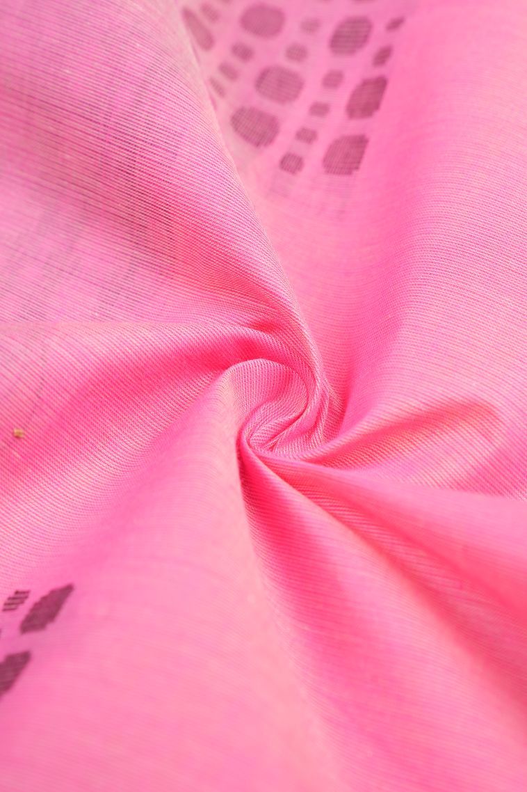 Ballet Pink Kovai Cotton Sarees with Without Zari Zari Buttis (small Dots Or Motifs) view 4