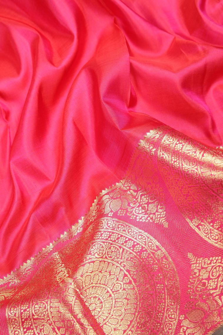 Alabaster White Kanchipuram Silk Sarees with Gold Zari Stripes view 3