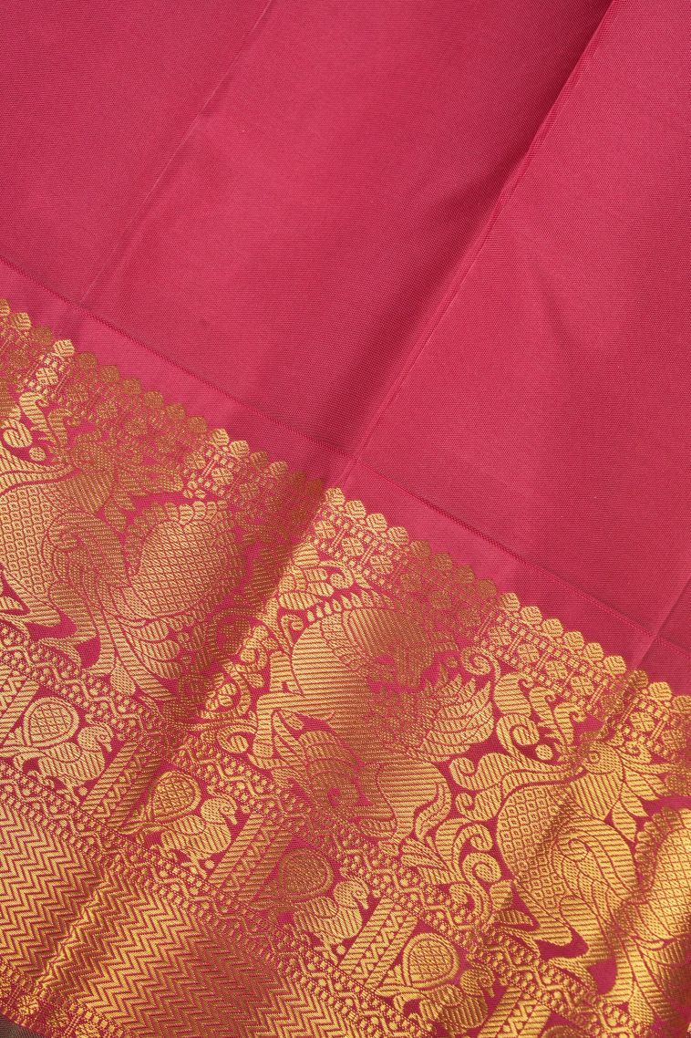 Chartreuse Green Kanchipuram Silk Sarees with Gold Zari Buttis (small Dots Or Motifs) view 3