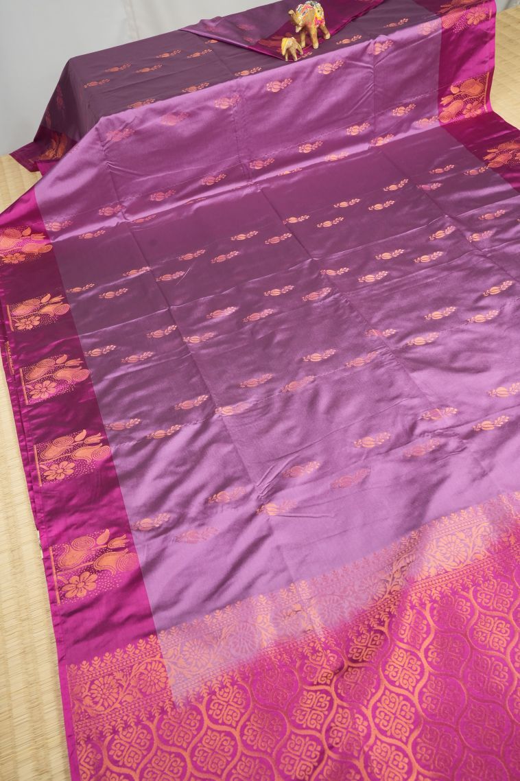 Lilac Purple Soft Silk Saree with Copper Zari Buttis (small Dots Or Motifs) view 2