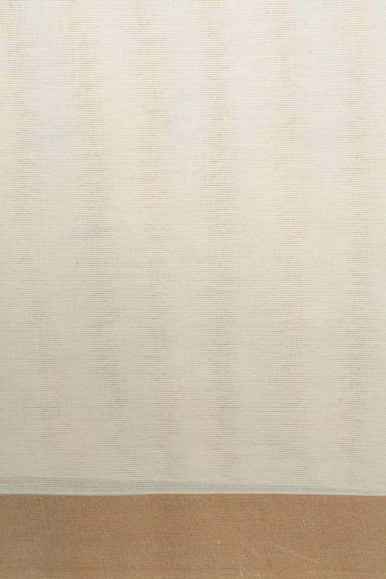 Porcelain White Kovai Cotton Sarees with Without Zari Zari Buttis (small Dots Or Motifs) view 3