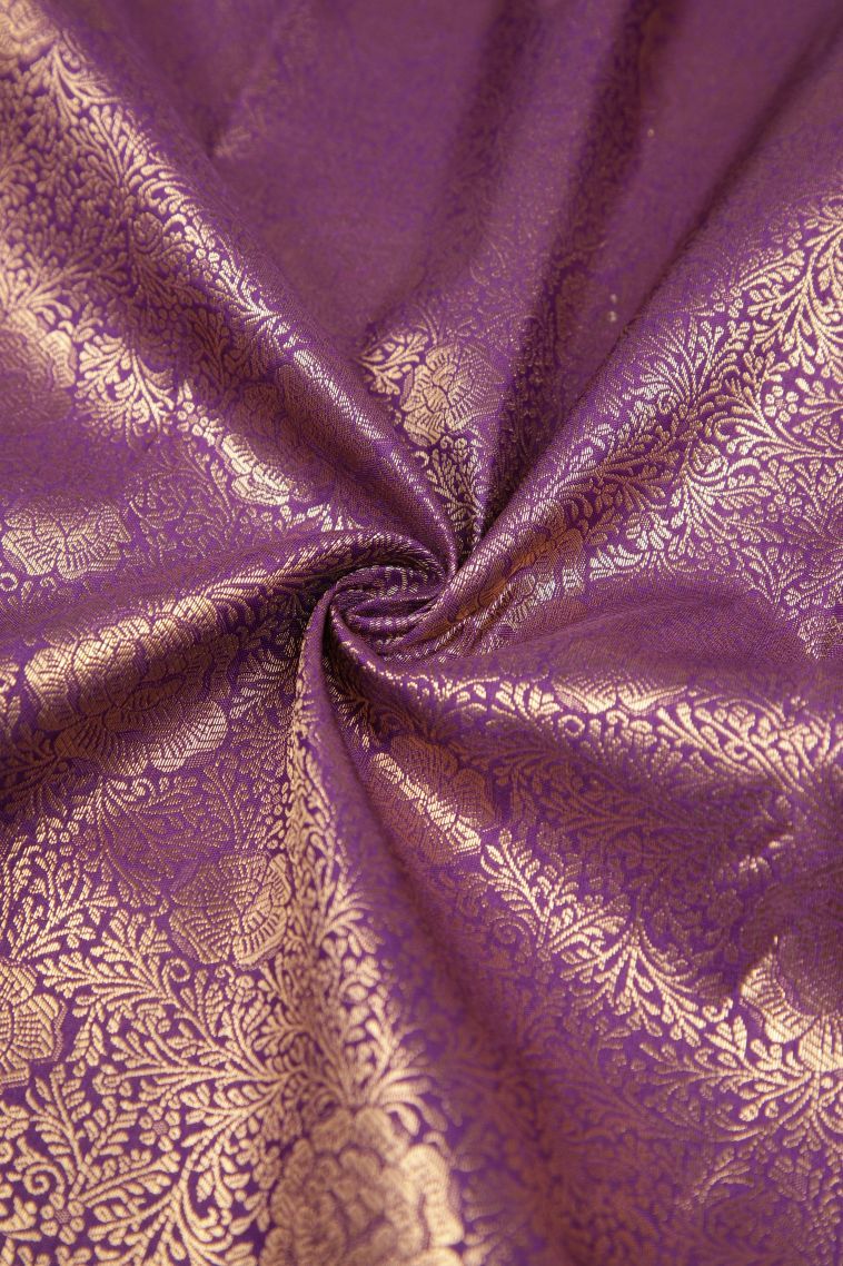 Jam Purple Samudrika Pattu with Copper Zari Floral Patterns view 4