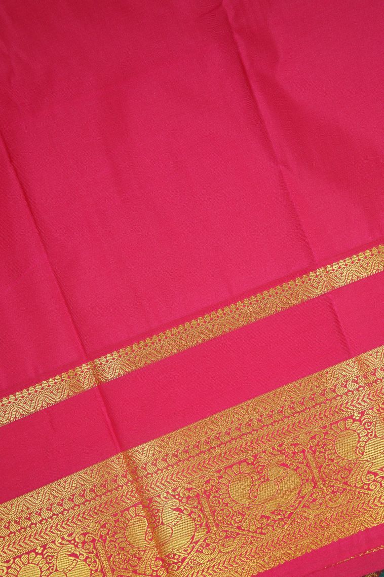 Cerulean Blue Visiri Madippu Silk Sarees with Gold Zari Stripes view 3