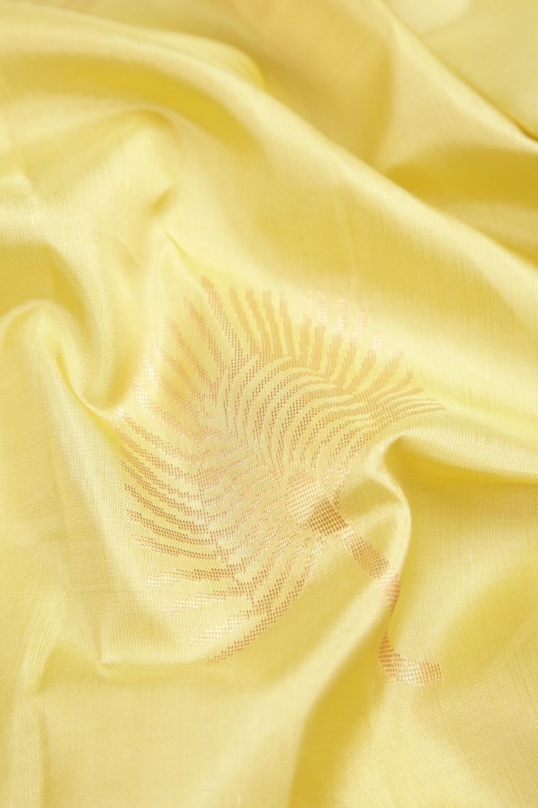 Macaroon Yellow Soft Silk Saree with Copper Zari Buttis (small Dots Or Motifs) view 4