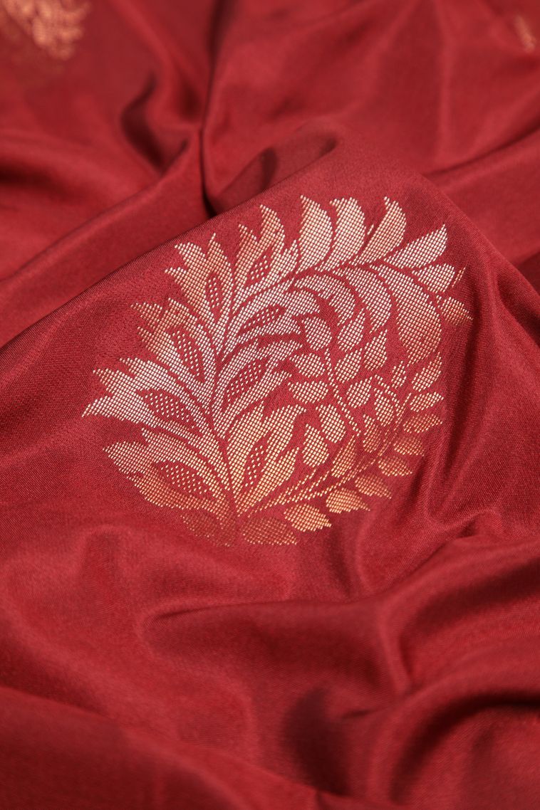 Apple Red Soft Silk Saree with Copper Zari Buttis (small Dots Or Motifs) view 4