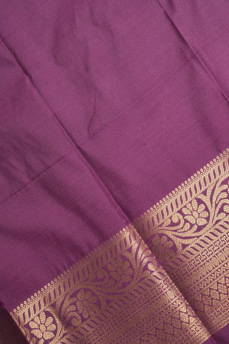 Pine Green Visiri Madippu Silk Sarees with Copper Zari Stripes view 3