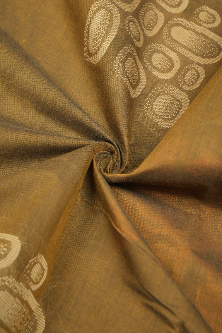 Olive Green Kovai Cotton Sarees with Without Zari Zari Buttis (small Dots Or Motifs) view 4