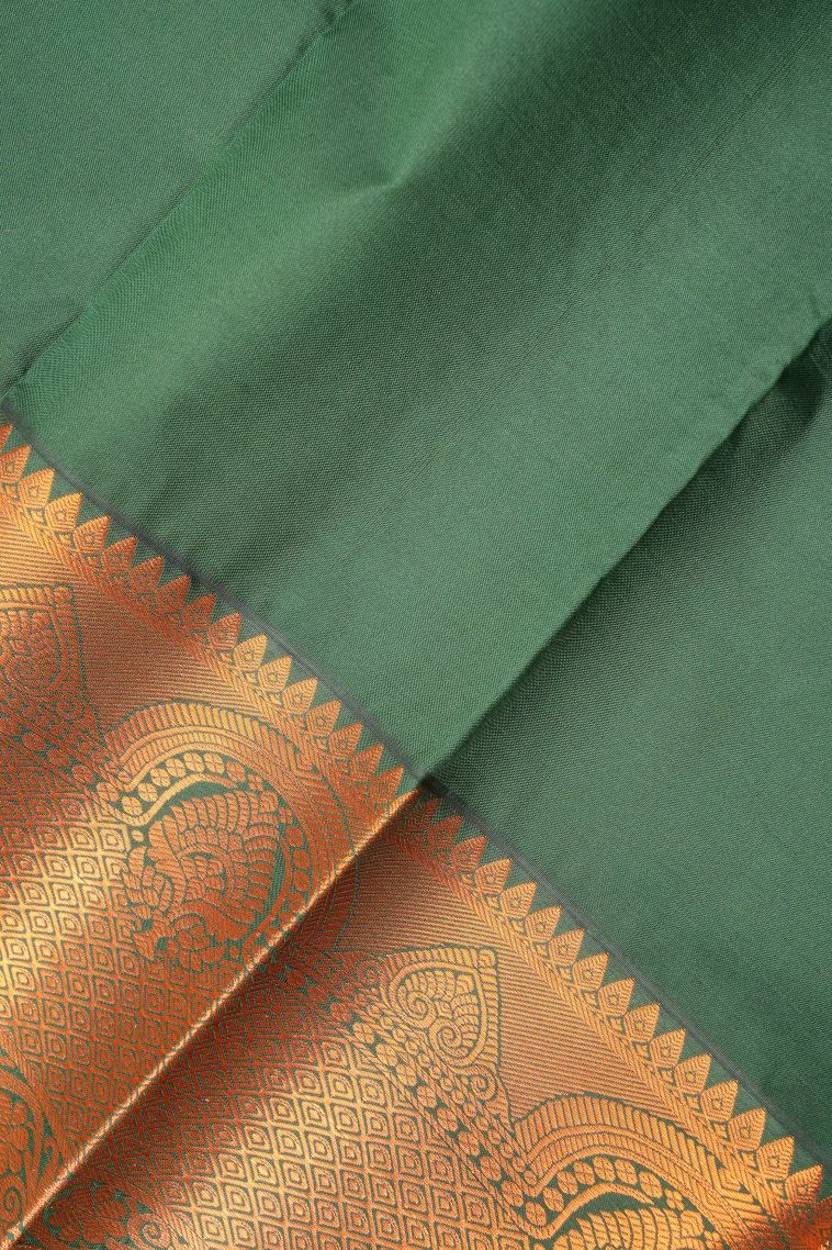 Merigold Orange Visiri Madippu Silk Sarees with Copper Zari Checks view 3