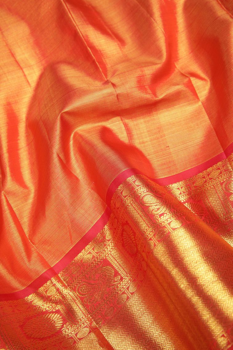 Cream White Kanchipuram Silk Sarees with Gold Zari Buttis (small Dots Or Motifs) view 3