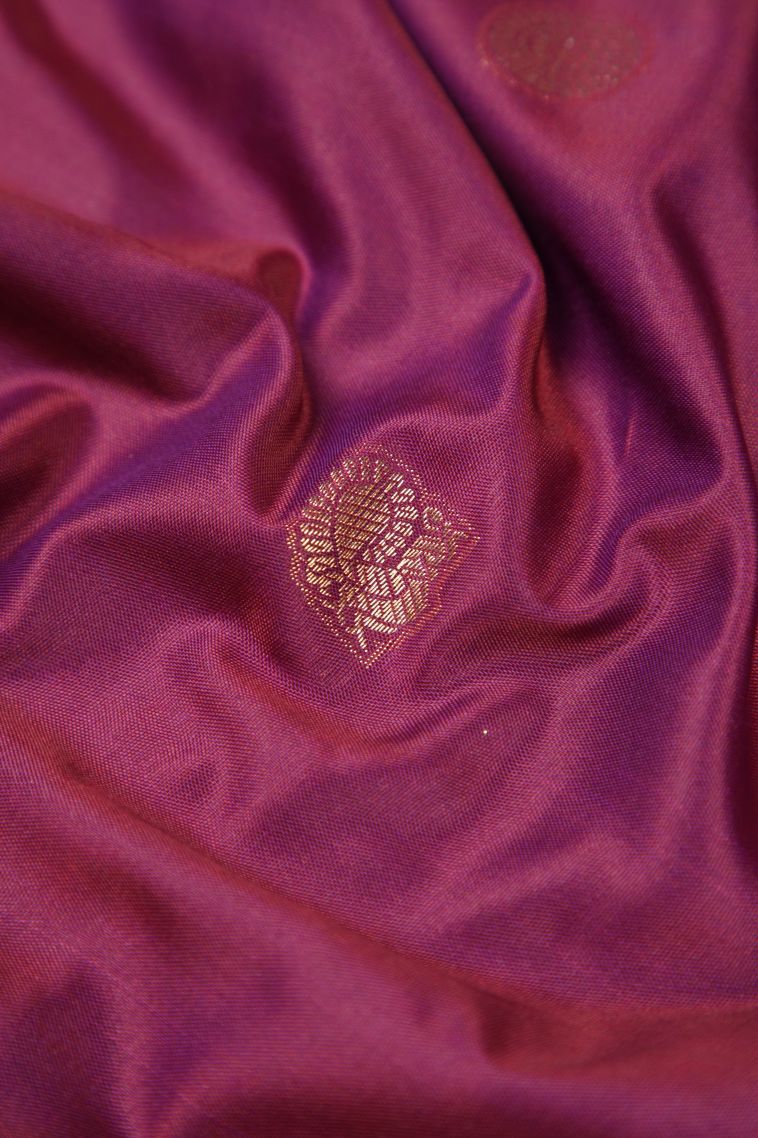Bosenberry Purple Soft Silk Saree with Copper Zari Buttis (small Dots Or Motifs) view 4