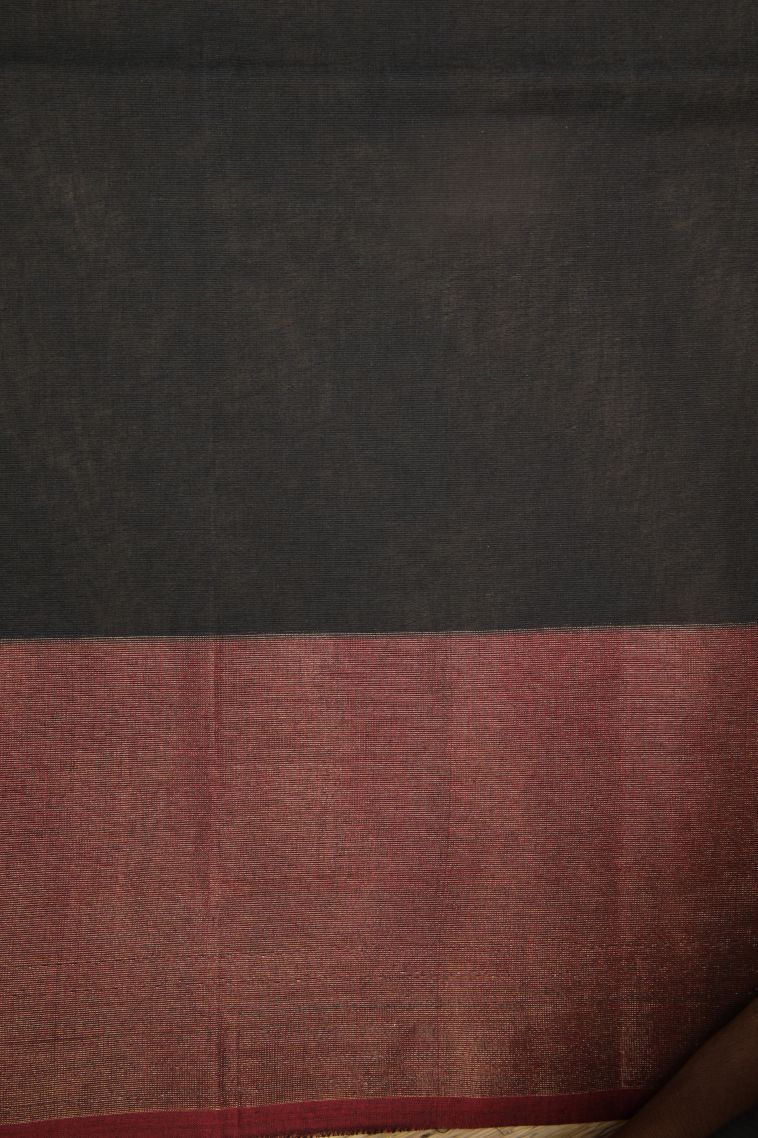 Charcoal Black Kovai Cotton Sarees with Without Zari Zari Buttis (small Dots Or Motifs) view 3
