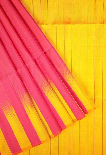 Strawberry Pink Soft Silk Saree with Without Zari Zari Plain