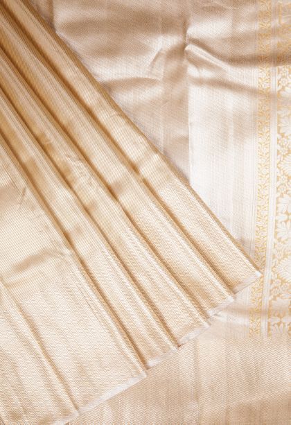Gold Tissue Silk Sarees with Silver Zari Stripes