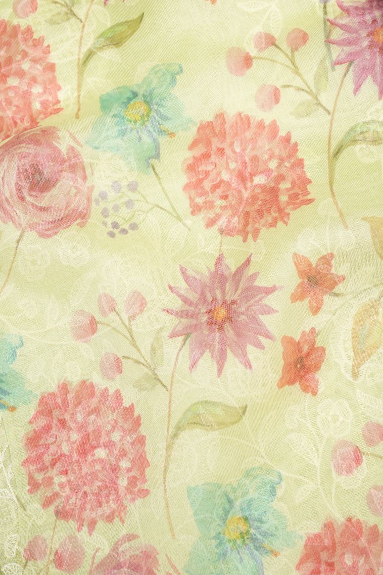 Juniper Green Organza Saree with Without Zari Zari Floral Patterns view 3