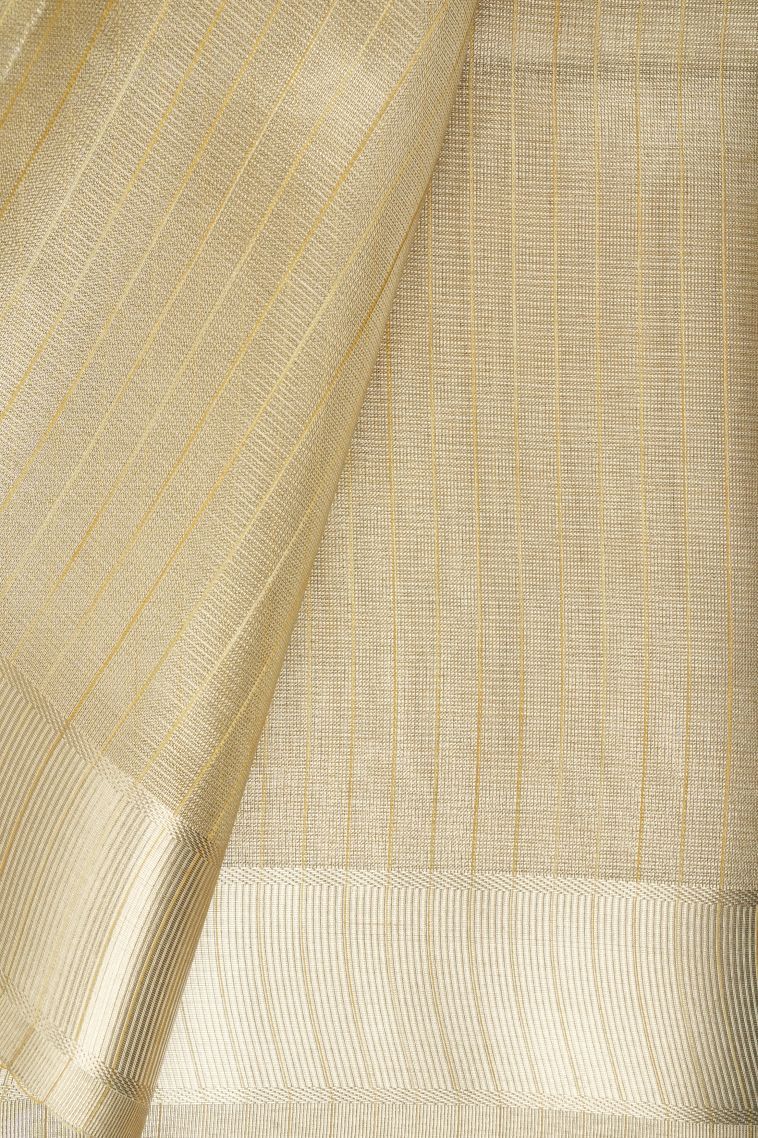 Gold Organza Saree with Without Zari Zari Floral Patterns view 3