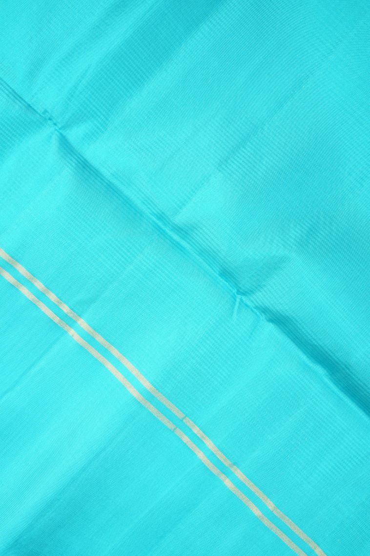 Lime Green Soft Silk Saree with Gold Zari Stripes view 3