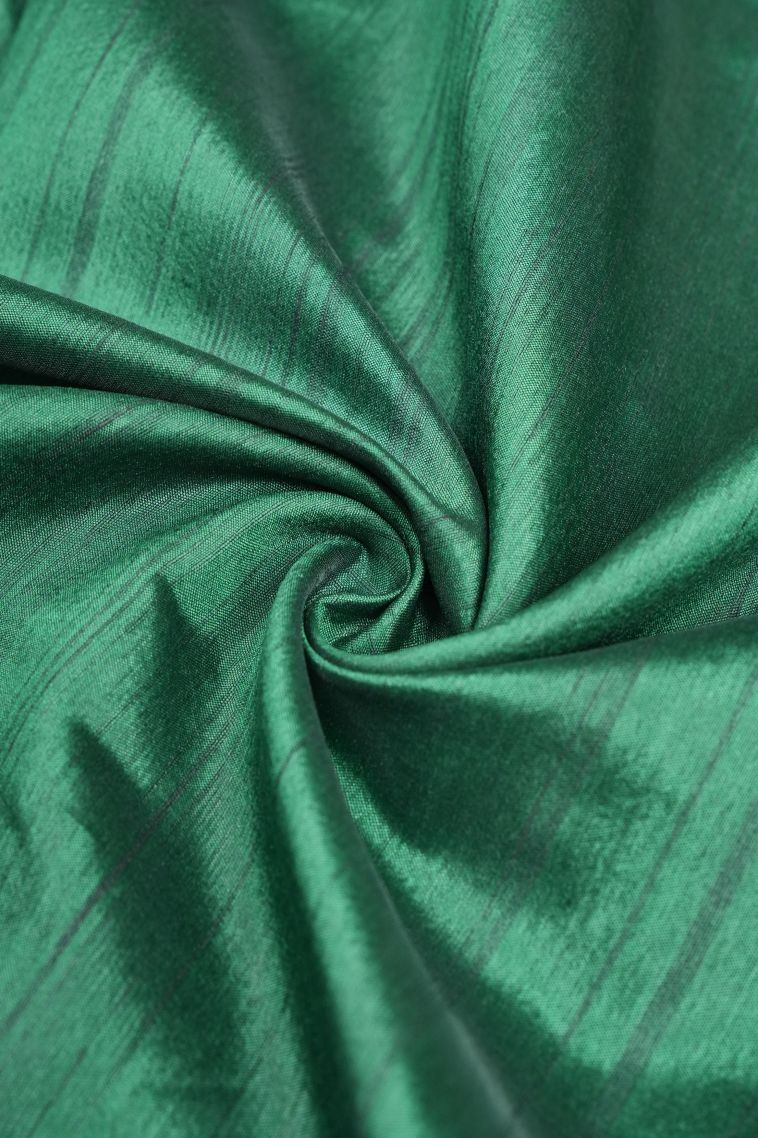 Basil Green Tussar Saree with Without Zari Zari Plain view 4