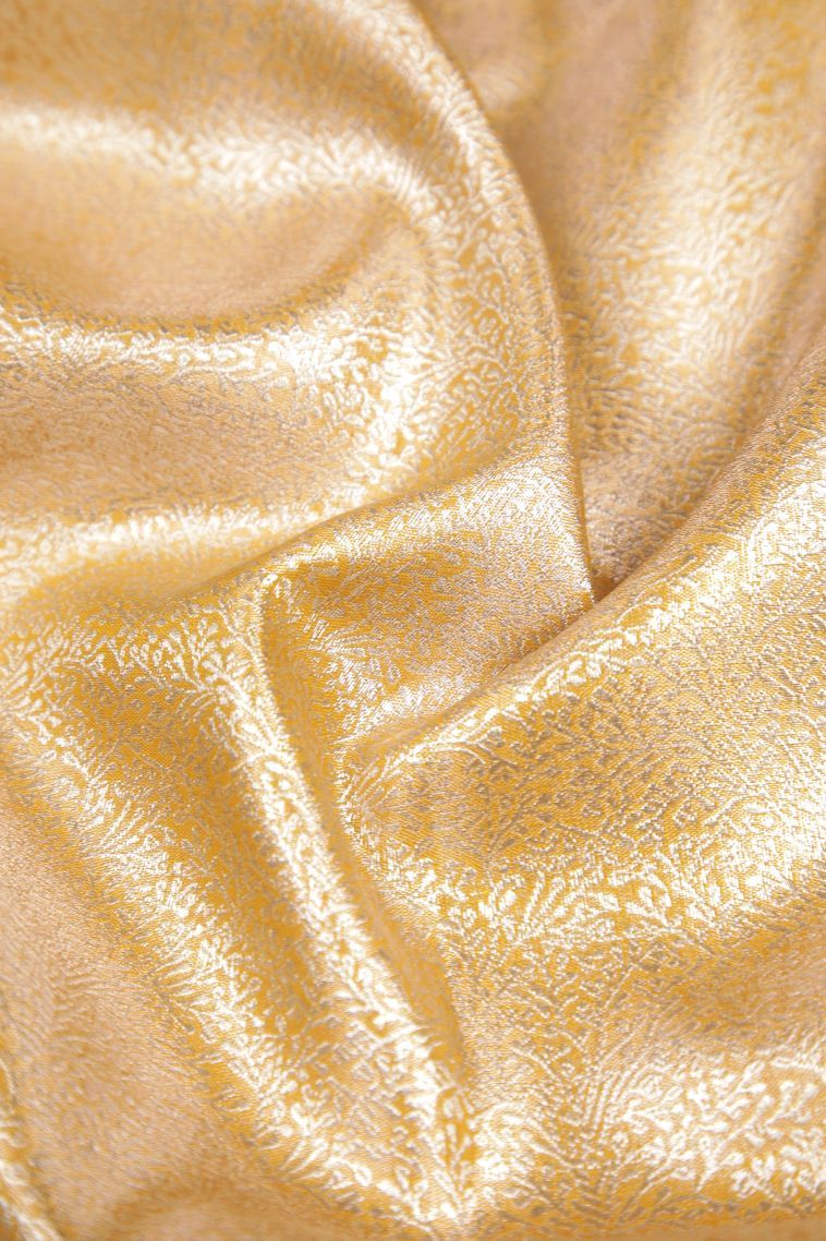 Gold Tissue Silk Sarees with Silver Zari Floral Patterns view 4