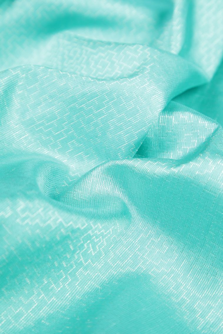 Admiral Blue Soft Silk Saree with Silver Zari Geometric Shapes view 4